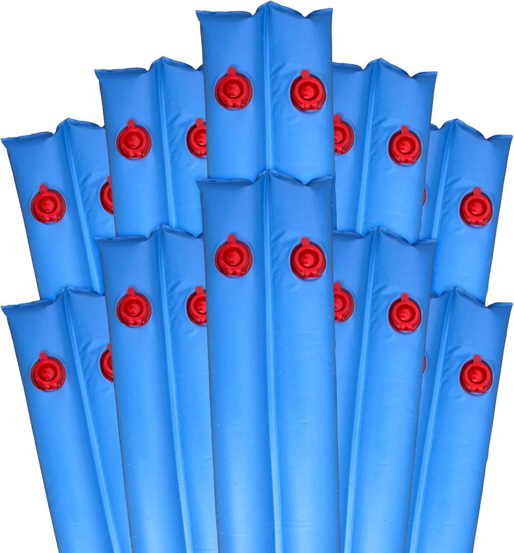 Pool Mate 8 ft. 10-Pack Deluxe Blue Double Chamber Pool Water Bags, .42 MM Thick Vinyl, Cover Weights, Water Tubes