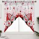 Valentine's Day Pink Swag Curtains Valances for Windows Kitchen Curtains Red Gnome Topper Valances with Rod Pocket for Living Room Bedroom Love Heart Valentines Day 56'' W x 36'' L, 2 Panel