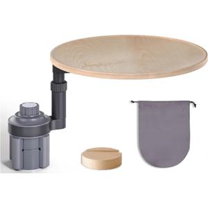 Car Desk for Laptop & Car Table Tray, Height-Adjustable 360 Rotating Wood Car Laptop Mount, Cup Holder Table, Steering Wheel Tray, Compatible with Tesla & Most Vehicles (Ash)