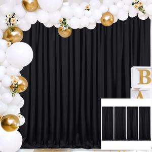 Black Backdrop Panels Halloween Background: Polyester Backdrop Curtains Fabric 20ftx8ft Wall Backdrop Stage Wedding Decorations Drape (4Pcs 5Ftx8Ft)