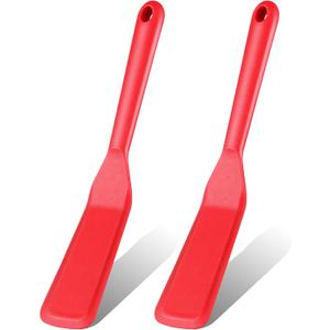 Zopeal 2 Pieces Crepe Spatula Silicone Narrow Skinny Flipper Long Heat Resistant Cooking Pancake Spatula Non Stick for Cooking Egg Burgers Pizza Pancake Steak Omelet(Red)