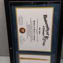 GraduationMall 11x17 Black Diploma Frame with Tassel Holder for 8.5x11 Certificate Document,Real Glass, Navy over Gold Mat