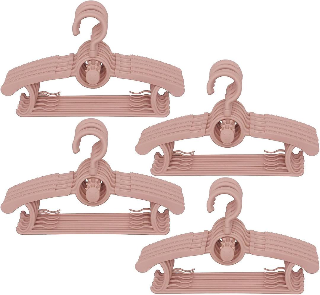 LIYUXIDONG Baby Hangers for Closet, 360 Swivel Hook Kids Hanger, Non-Slip Baby Clothes Hangers, 20pcs Nude Pink Adjustable Toddler Hanger for Girl Boy Infant Kid Hangers, Space Saving