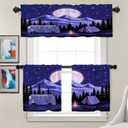 Batmerry Adventure Camping Kitchen Valances Half Window Curtain, Rv and Camping Camper Van Kitchen Tiers for Windows Bedroom Heat Insulated Drapes for Home Decor Reducing The Light,Set of 2