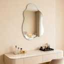 20x28 Inch Frameless Irregular Wall Mirror, Beveled Edge Decorative Vanity Mirror for Bathroom, Bedroom, Entryway