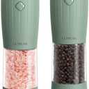 Ultrean Pepper Grinder, Electric Salt and Pepper Grinder Set with USB-C Rechargeable, Spice Mill, 6 Adjustable Coarseness, LED Light, Larger Capacity, Gift for Women Mom, Green (3-Sage)