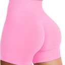 YEOREO Women's Biker Shorts 3.6" /4.5" / 6" Workout Gym Shorts Craze High Waist Tummy Control Hidden Scrunch Running Yoga (Medium, Bubblegum Pink)