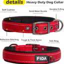 Fida Heavy Duty Dog Collar, Ultra Comfortable Soft Neoprene Padded, Adjustable Reflective Nylon Pet Collar with Durable Metal Belt Buckle for Large Breeds (L, Red)