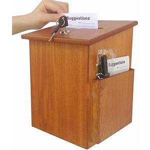 Donation/Charity/Suggestion Box,Wooden Church Collection Fundraising Box, Charitable Donation Suggestion Suggestion Box List Lock Box Ballot Box Wall Hanging with Lock Box , Size (7*7*6) Inches