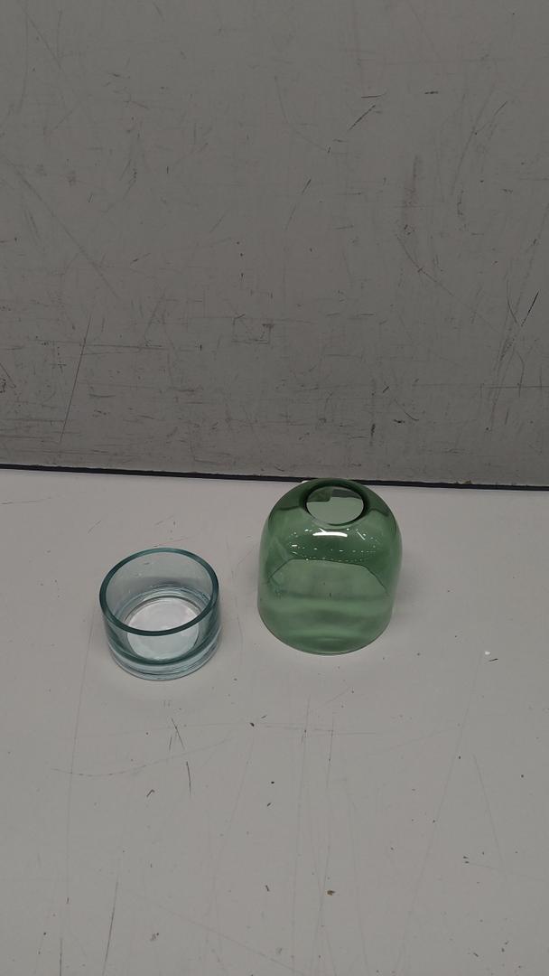 47th & Main Cloche and Dish Votive/Tealight Candleholder, 4" Dia x 4" H, Green