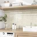 VEELIKE Cream Beige Mosaic Peel and Stick Backsplash for Kitchen Backsplash Tiles Peel and Stick Waterproof Wall Tile Stickers 12''x12'' 6 Sheet Removable Self Stick on Backsplash for Kitchen Bathroom