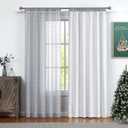 White Full Blackout Window Curtain Liner Rod Pocket Bedroom Drape with 10 Hooks Microfiber Thermal Coating Noise Reducing Room Winter Cold Liner Window Treatment Sets 2 Panels (48"x86"x2, White)
