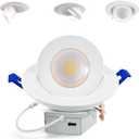 Adetu 6 inch 5CCT Gimbal Led Recessed Lights, 360°+90° Adjustable Directional Recessed Lighting, 2700K/3000K/3500K/4000K/5000K Dimmable Remodel Eyeball Canless Downlight with Jbox, ETL (White,4 Pack)