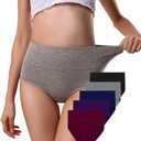 ANNYISON Womens Underwear, Soft Cotton High Waist Breathable Solid Color Briefs Panties for Women (Large, 5 Pack in 5 Drak Colors)