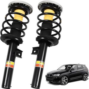 2pcs Front Shock Absorbers Assembly Compatible with F25 X3 2011-2017 F26 X4 2015-2018 xDrive28i xDrive35i 31316796315 31316796316 Left Right Suspension Struts and Coil Spring without EDC