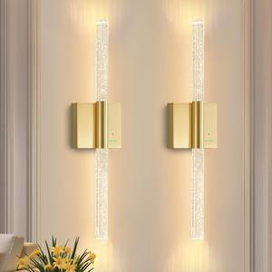 28 Battery Operated Wall Sconces Set of 2, 8000mAh Rechargeable Battery Powered Wall Light with No Hardwired, Extra Large Dimmable Led Lamp Fixtures for Bathroom Cabinet Study Room, Gold
