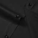 Mens Wrinkle Free Dress Shirts Regular Fit Business Button Down Shirt Formal Long Sleeve Wedding Stretch Shirts (Black, L)