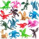 Bedwina Mini Dragon Toy Figures - (Pack of 36) 2 Inch Plastic Rubbery Dragon Figurines in Assorted Colors and Styles - Kids Toys for Birthday Party Favors, Decorations, Cupcake Toppers and Piatas