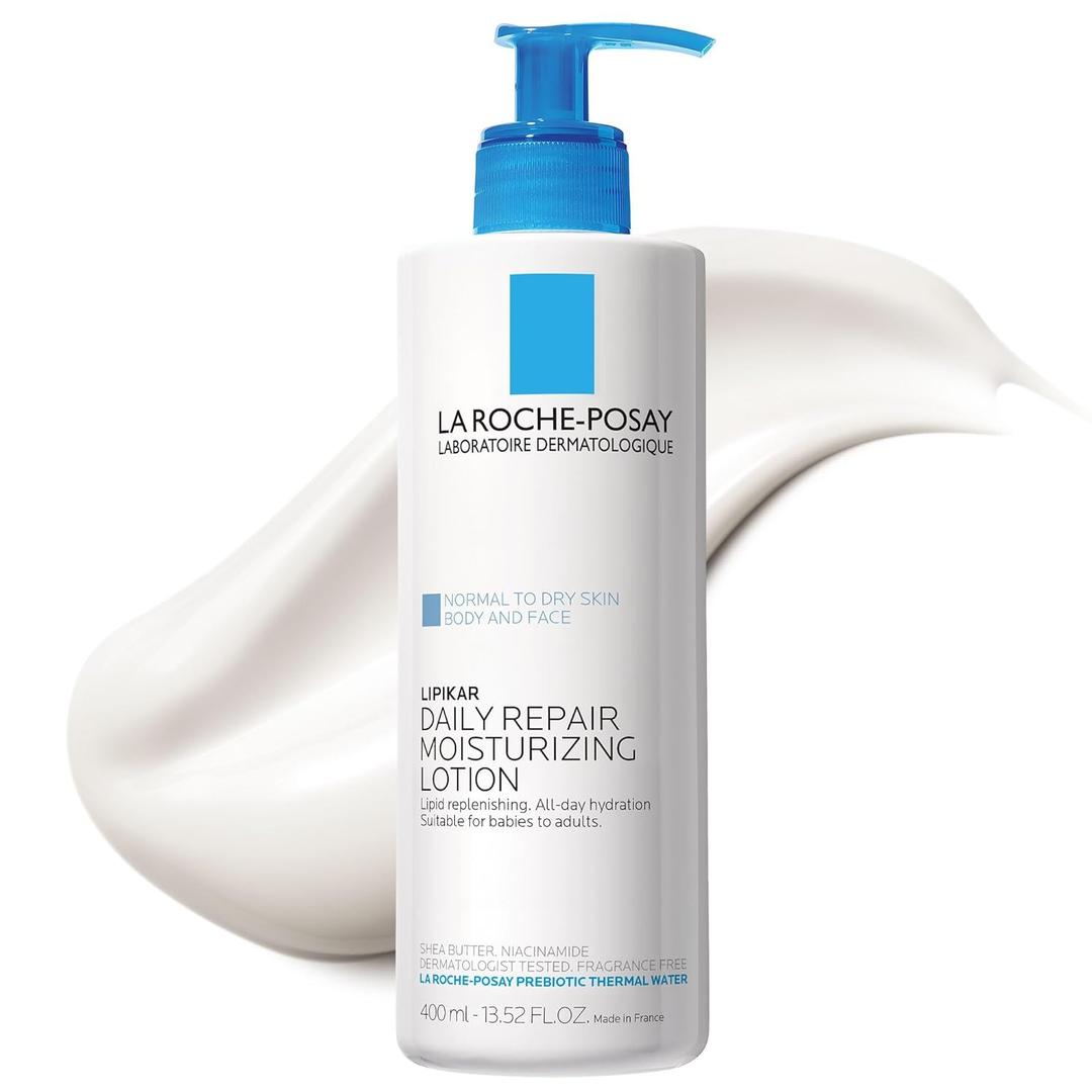 La Roche-Posay Lipikar Moisturizing Body Lotion for Dry Skin, 13.5oz | Fragrance free daily body moisturizer cream with shea butter for sensitive skin. Repairs dry, sensitive skin.