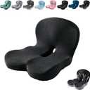 Orthopedic Cushion,Ergonomic Memory Foam L-Shaped Integrated Seat Cushions with Adjustable Strap,Ultra Breathable Non-Slip Design for Office Chair,Car,Wheelchair (Black)