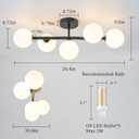 EDISLIVE 5-Light Semi Flush Mount Glass Ceiling Light Frosted Globe, 26.4 in Modern Sputnik Light Fixture Chandeliers with Milk Glass Shade Black Finished