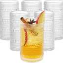 12 Oz Hobnail Drinking Glasses Set of 6 - Clear Multipurpose Glassware Sets, Decorative & Stylish Glasses Drinking Set W/Straws for Bar, Kitchen, Cocktail Glassware - Home, Dining, & Kitchen