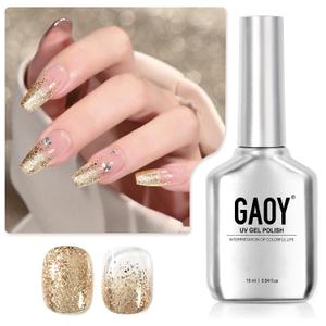 GAOY Glitter Gel Nail Polish, 16ml Gold Sparkly Gel Polish, Diamond Shiny Glitter Soak Off UV Light Cure for Nail Art DIY at Home, 1991