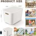 Tuanse 8 Pieces White Plastic Storage Bins with Lids, Stackable Storage baskets with Handle Containers Box for Shelves Drawers Desktop Playroom Classroom Office Organization(14 x 10.5 x 9.6 Inches)