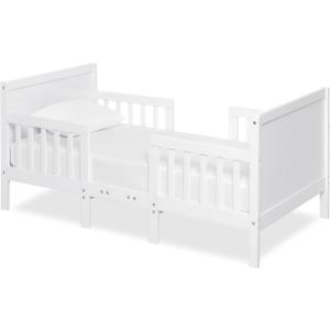 Dream On Me Hudson 3-in-1 Convertible Toddler Bed, 4 Safety Guard Rails, Low-to-Floor Design, Greenguard Gold & BSA Certified, Solid New Zealand Pinewood, Converts to Chairs & Table – White, 57x29x28 Inch