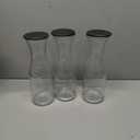 JoyJolt Glass Carafe with Lid, Set of 3 1 Liter Glass Pitcher for Mimosa Bar, Water, Iced Tea, Juice, Lemonade, Milk Dishwasher Safe Beverage Drink Dispensers for Brunch, Parties