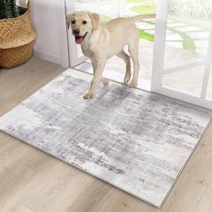 Door Mat, Front Indoor Door Mat Faux Wool Non-Slip Entryway Rug Absorbent Abstract Throw Rug for Indoor Entrance Hallway Laundry Room, High Traffic Areas, 20X32 Inches, Gray Washable (1'8" x 2'8" (Rectangular))