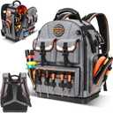 Tool Backpack Heavy Duty LOKASS Tool Backpack with Molded Base, 1680D Tool Organizer with Laptop Compartment & Combination Lock, Water-Resistant Electrician & HVAC Tool Bag, Stands Upright