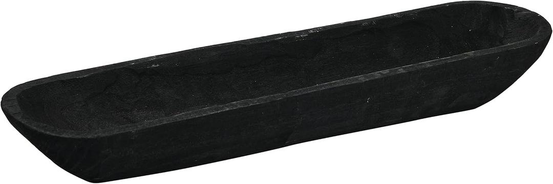 Creative Co-Op Decorative Paulownia Wood Bowl, Black (22.75" L)