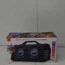 iLive Electronics IBB503GEO Portable Bluetooth Boombox with FM Radio and 2 Microphone Inputs, Color Changing LED Lights, Carry Strap, Black with Geometric Pattern