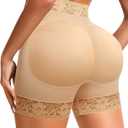 DERCA Padded Underwear for Women Butt Lifting Shapewear Booty Pads Hip Enhancer Lace Boyshorts, Large
