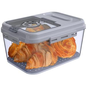 Bread Box for Homemade Bread Containers Storage Airtight Loaf, Time Recording Bread Storage Container Bread Keeper with Lid, Breadbox for Kitchen Countertop, Grey