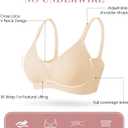Womens Push Up Bra Plus Size Full Coverage Comfort Bra Back Smoothing Supportive (Beige, S)