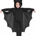 COOLJOY Kids Unisex Vampire Bat Costume, Jumpsuit Halloween Cosplay Costume Set, S, Black