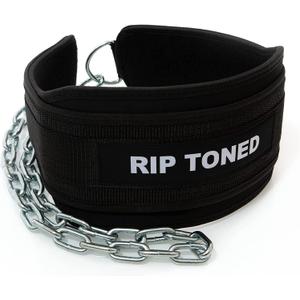 Rip Toned Dip Belt  Weight Lifting Belt with 36" Steel Chain for Dips, Chin Ups & Pullups Heavy Duty | Comfortable Fit | Supports Progressive Overload for Strength & Muscle Gains (Black)