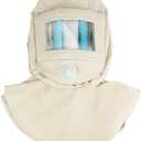 QWORK Sand Blasting Hood Cap, Shawl Sandblaster Protective Gear Mask, Anti Dust/Wind Sandblasting Tool Mask, Heat / Cut / Scratch Resistant Neck Protector, White