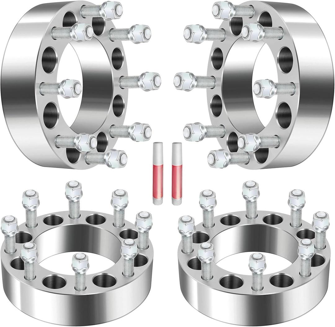 8x6.5to 8x180 Wheel Spacers for Chevrolet for Silverado 2500 HD for Avalanche 2500 Suburban 2500, for GMC for Sierra Series, 4Pcs 2inch Wheel Adapters & Spacers with 14x1.5 Studs 126.15mm Bore