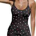 Ekouaer Ribbed Cami Pajamas Set 2 Piece Rib Knit Camisoles Pjs Racerback Tank Top with Shorts Lounge Sets for Women M