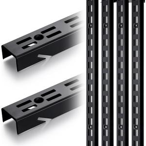 MorningRo 6 Pcs Shelf Rails Bracket Track 47.5 Inches Upright Closet System Hardware Adjustable Wall Standard Shelf Standards for Pantries, Linen Closets, Laundry Rooms, Utility Rooms (Black)