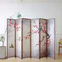 Furnnylane 6 Panel Room Divider for Room Separation, 5.6 ft Tall Double Sided Blackout Folding Privacy Screen for Home Office - Freestanding Partition with Magnolia and Plums Scenery (67" H x 94.5" W)