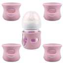 4 Pack Silicone Sleeves for Avent Natural Glass Baby Bottles, Anti Breakage Baby Bottle Holder, Compatible with Philips Avent Glass Natural Baby Bottle, BPA Free (Pink, 4 OZ)