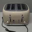 4 Slice Toaster Roter Mond Retro Stainless Steel with Bagel Defrost Cancel Function, 6 Browning Settings, Extre Wide Slot and Removable Crumb Tray, Cream, ST033