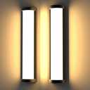 Sytmhoe Outdoor Wall Lights 2Packs,10%-100% Dimming LED Modern Outdoor Wall Light, 23.6in Black Exterior Light Fixture Suitable for Garage Courtyard Bathroom House(3000K) (Warm White 3000k)