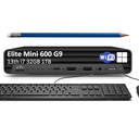 HP Elite 600 G9 Mini PC (Intel 16-Core i7-13700T, 32GB DDR5 RAM, 1TB PCle SSD) MFF Business Desktop Computer, Type-C, IST Keyboard, Mouse, DisplayPort, WiFi 6E, Ethernet, ‎BT, Win 11 Pro, Black