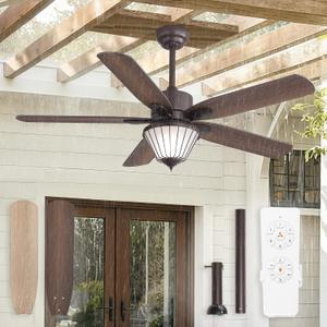 52 Inch Outdoor Ceiling Fans with Lights for Patios, IP65 Waterproof, Remote Control, 6-Speeds, Reversible DC Motor, Wet-rated Gazebo Ceiling Fan for Porch Pavilion Farmhouse (Oil-Bronze)