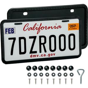 License Plate Frames - 2 PCS Silicone License Plate Holder for US Car Universal License Plate Bracket, Rustproof, Rattle Proof & Weatherproof, Mounting Accessories Included